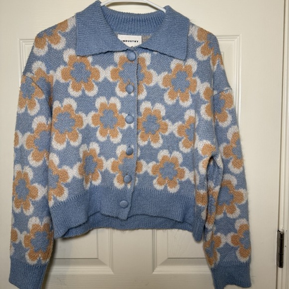 Industry Republic Clothing Knit Button-Up Floral Cardigan Collared‎ Sz S/P - Picture 3 of 9